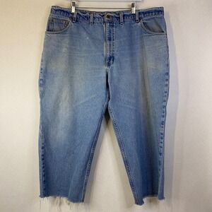 Carhartt‎ Denim Jeans Mens Light Wash Sz 44 Frayed Hem Outdoor Beach Comfort GUC